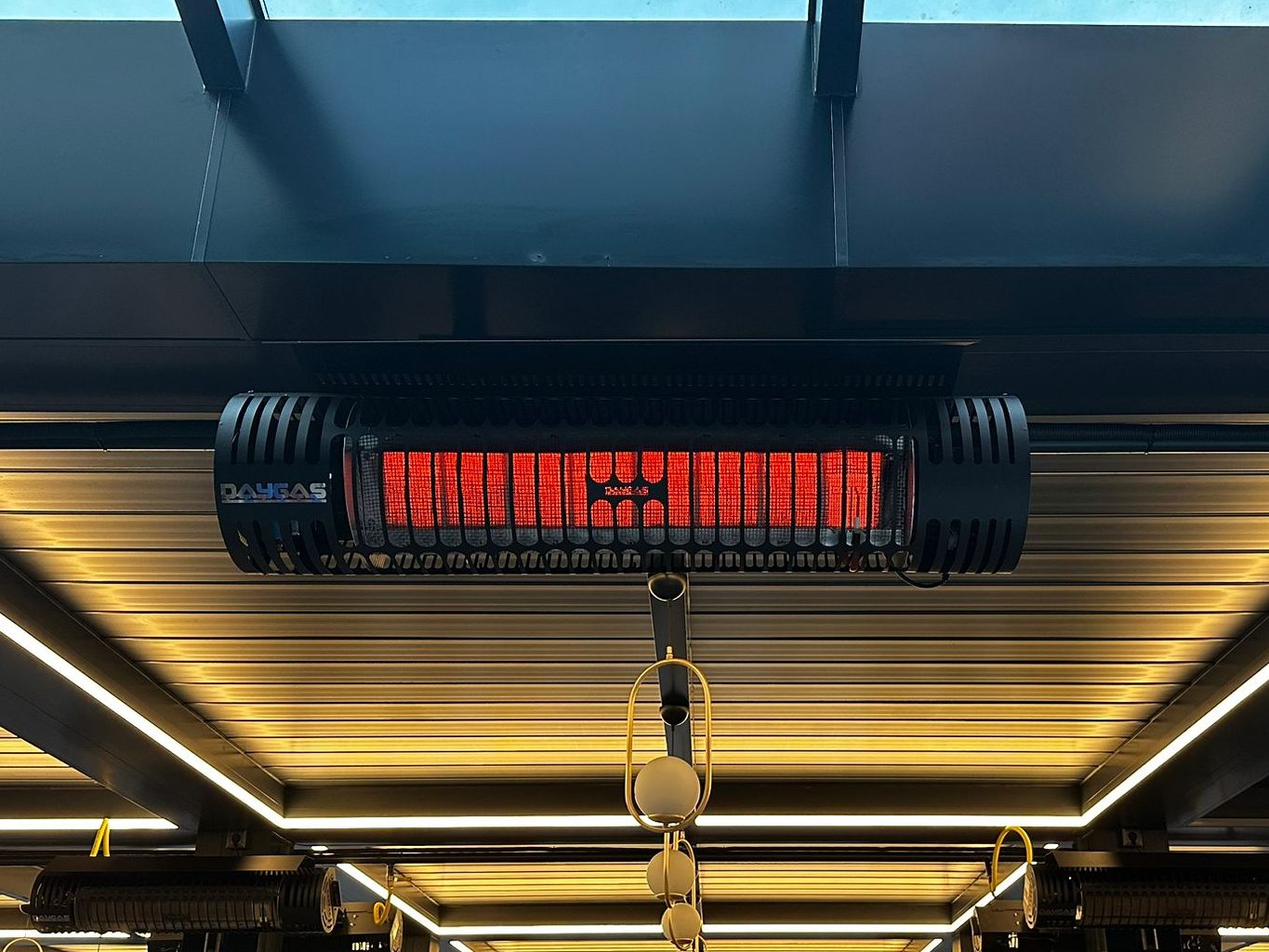 Heaters in covered patio