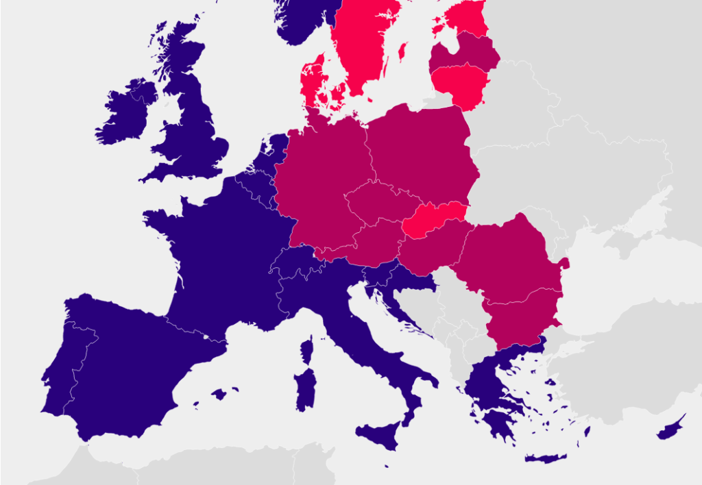 Map of Europe best markets for heating products